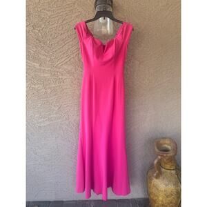 Vince Camuto Pink Notch Neck off the shoulder gown Long Dress Sz 4